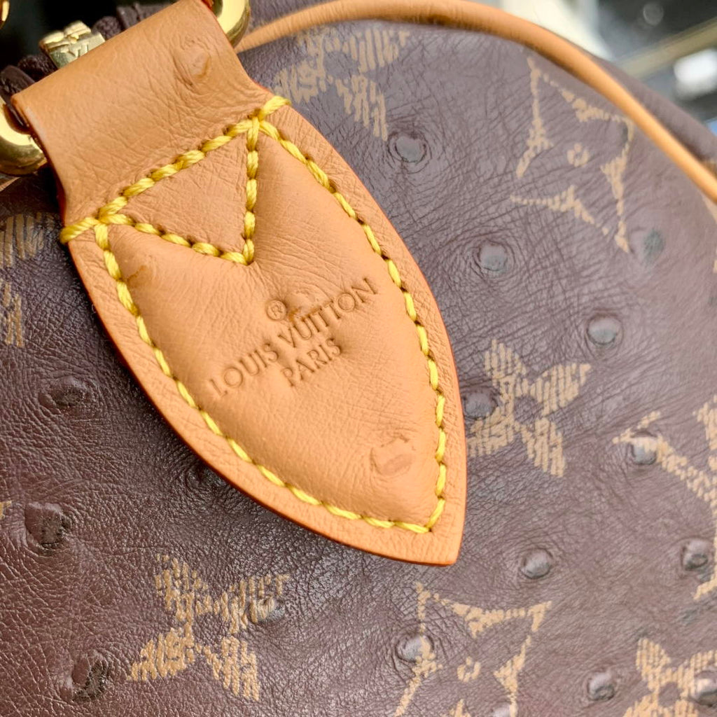 Louis Vuitton LV M14064 Speedy P9 Bandoulière 30 Bag Ostrich Dark Brown