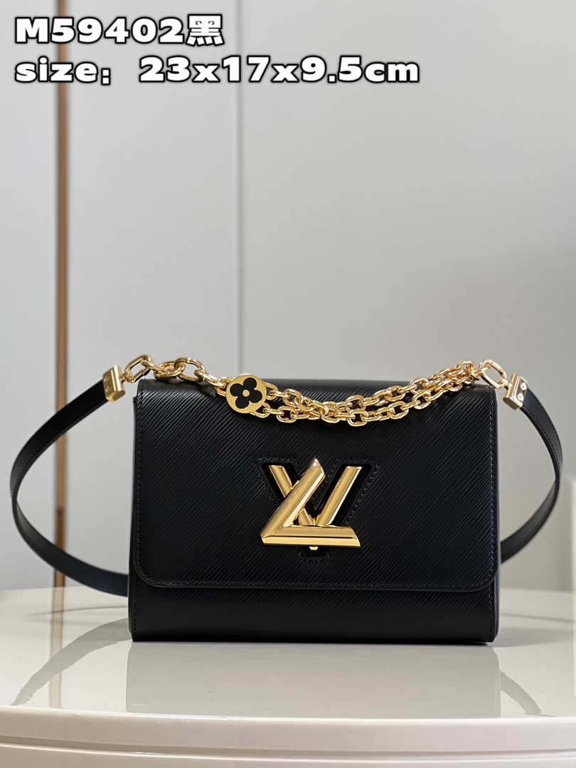 Louis Vuitton LV M59402 Twist MM Bag Epi Black with Black - Default Title - View 1