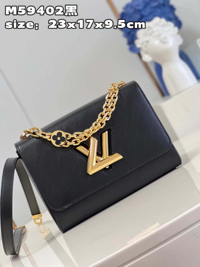Louis Vuitton LV M59402 Twist MM Bag Epi Black with Black - Default Title - View 2