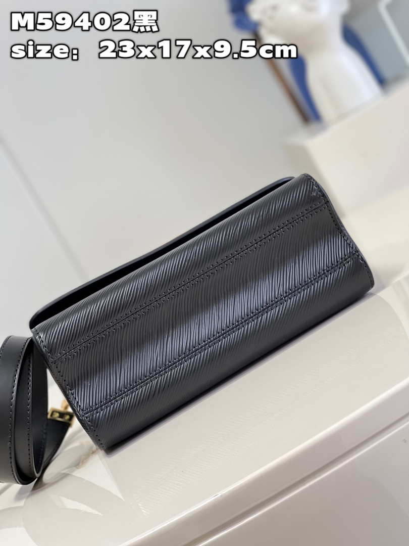 Louis Vuitton LV M59402 Twist MM Bag Epi Black with Black