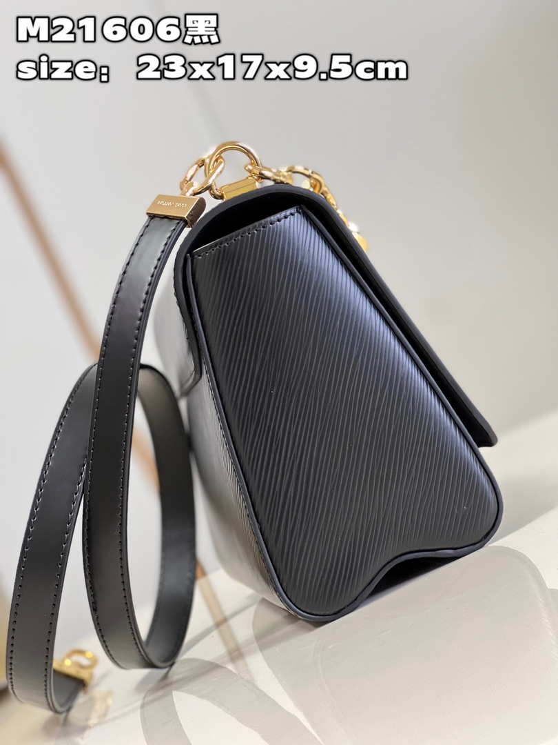 Louis Vuitton LV M20834 Twist MM Bag Epi Black with Pink