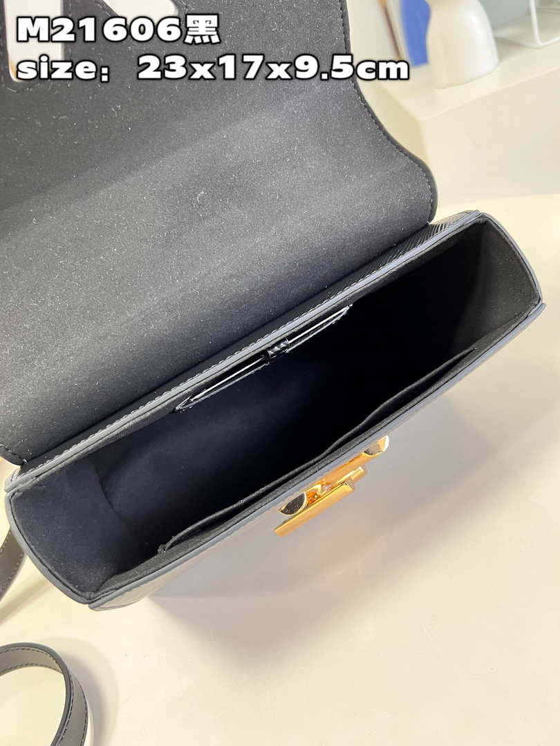 Louis Vuitton LV M20834 Twist MM Bag Epi Black with Pink