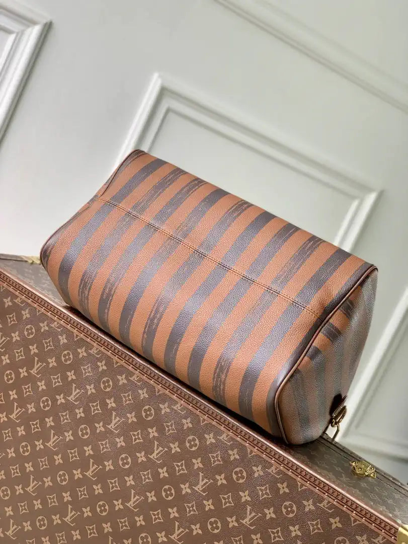 Louis Vuitton LV M24438 Speedy P9 Bandouliere 40 Bag Brown Stripes