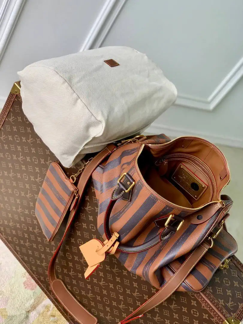 Louis Vuitton LV M24438 Speedy P9 Bandouliere 40 Bag Brown Stripes