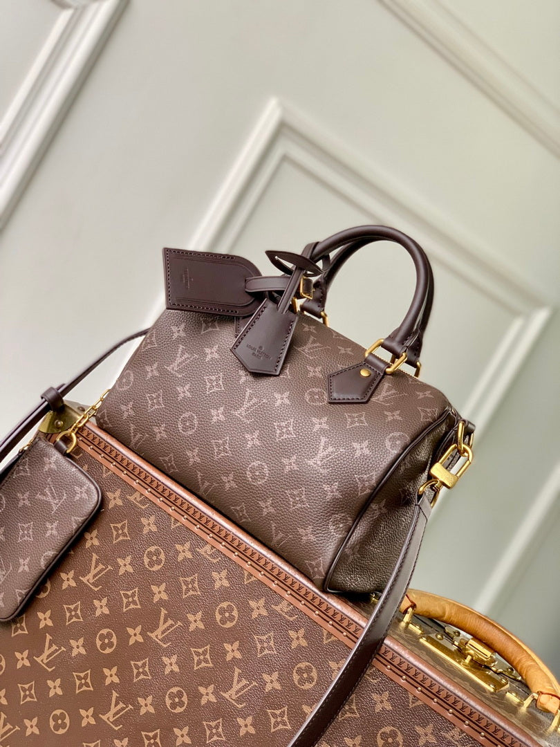 Louis Vuitton LV M24443 Speedy P9 Bandoulière 25 Bag Ebony Monogram Leather - Default Title - View 1