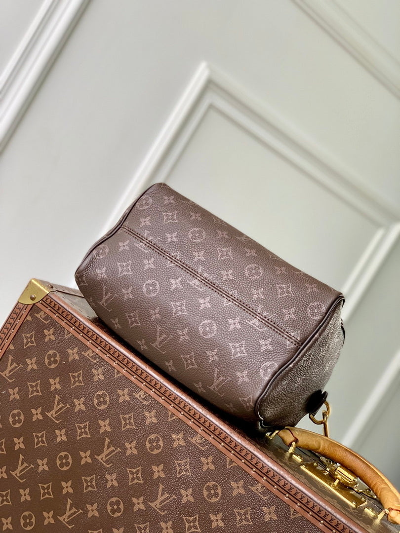 Louis Vuitton LV M24443 Speedy P9 Bandoulière 25 Bag Ebony Monogram Leather