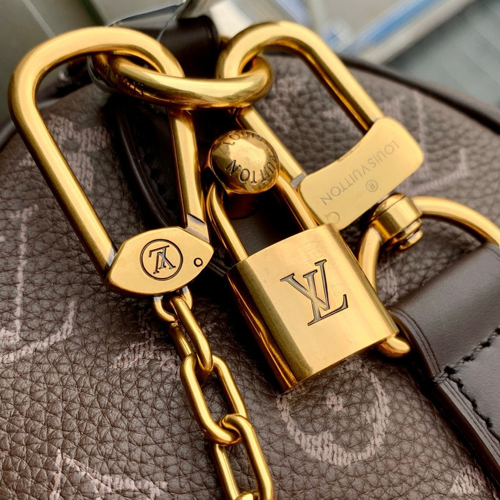 Louis Vuitton LV M24443 Speedy P9 Bandoulière 25 Bag Ebony Monogram Leather