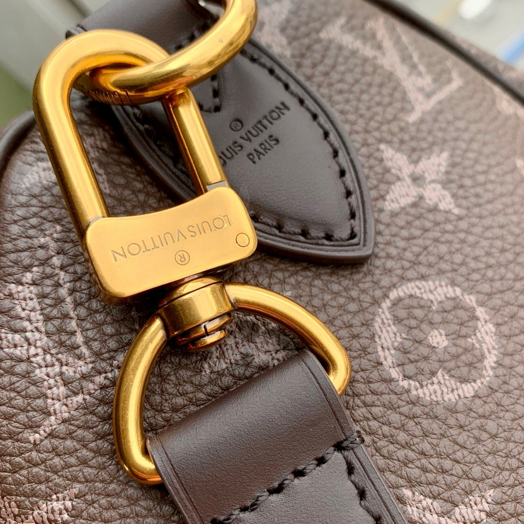 Louis Vuitton LV M24443 Speedy P9 Bandoulière 25 Bag Ebony Monogram Leather