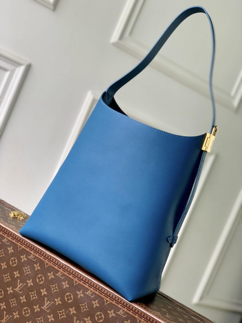 Louis Vuitton LV M24856 Low Key Hobo MM Bag Blue