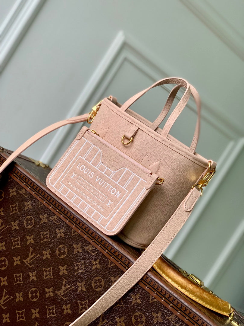 Louis Vuitton LV M25657 Neverfull Bandoulière Inside Out BB Bag Monogram Limestone
