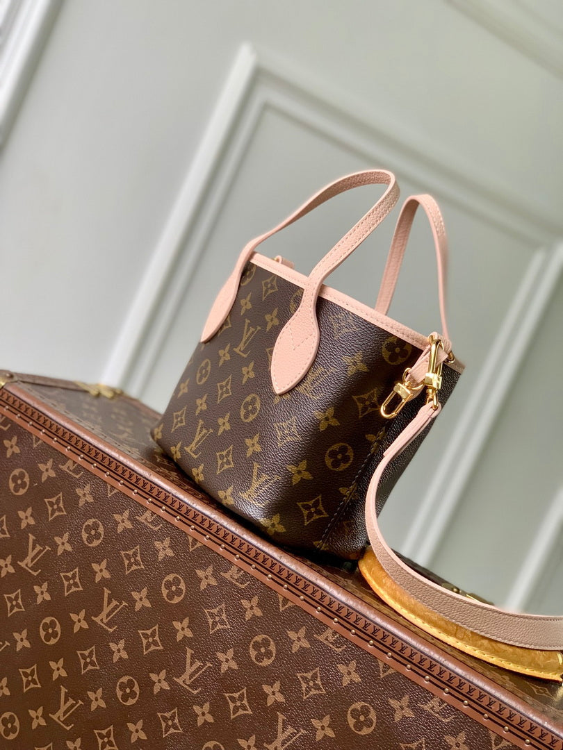 Louis Vuitton LV M25657 Neverfull Bandoulière Inside Out BB Bag Monogram Limestone