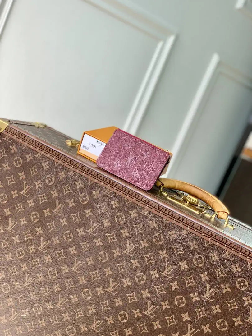 Louis Vuitton LV M25763 Romy Card Holder Monogram Empreinte Leather Wine Red