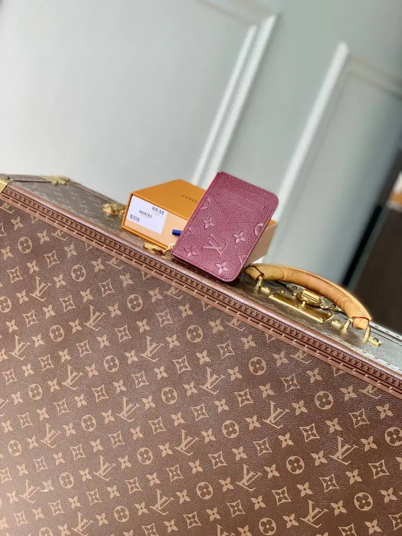 Louis Vuitton LV M25763 Romy Card Holder Monogram Empreinte Leather Wine Red