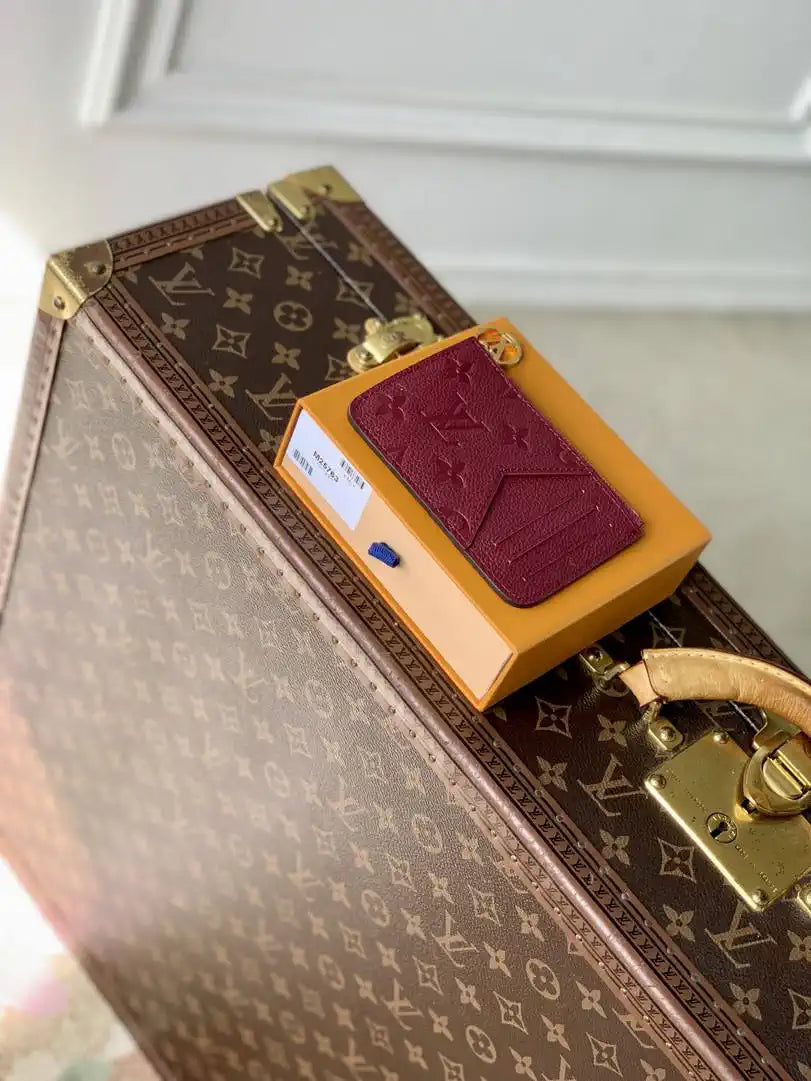 Louis Vuitton LV M25763 Romy Card Holder Monogram Empreinte Leather Wine Red