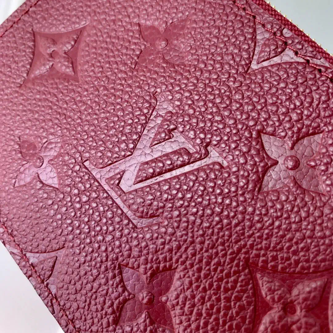 Louis Vuitton LV M25763 Romy Card Holder Monogram Empreinte Leather Wine Red