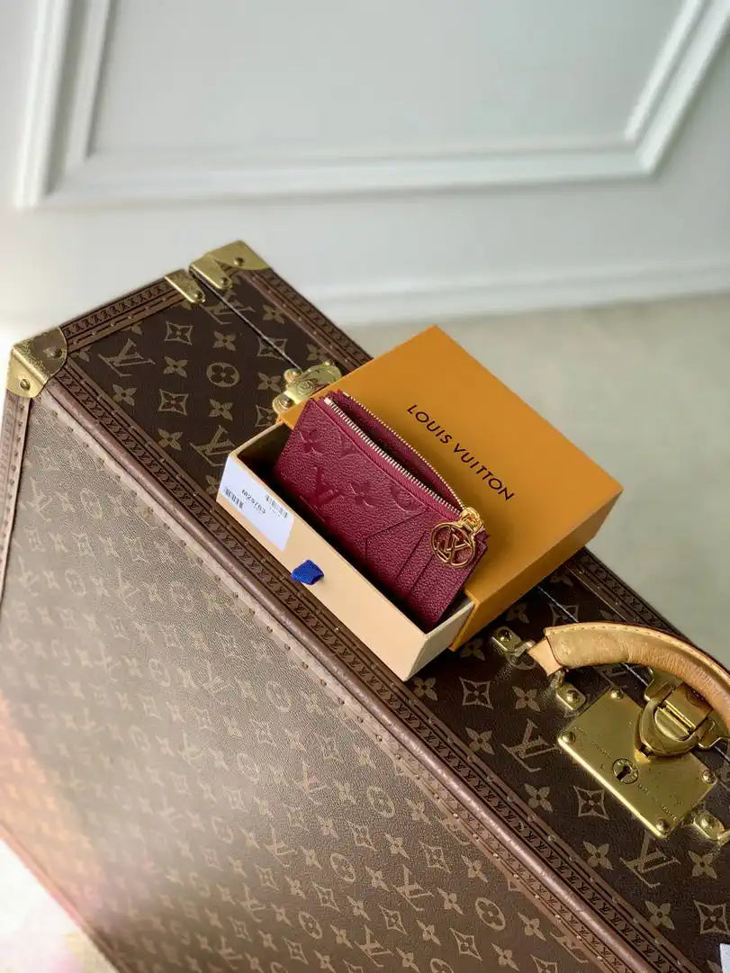Louis Vuitton LV M25763 Romy Card Holder Monogram Empreinte Leather Wine Red