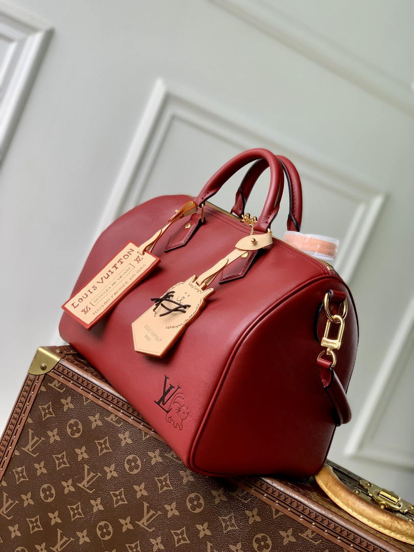 Louis Vuitton  LV M25766 Speedy 30 Soft Bag Travels With Grace Coddington  Red