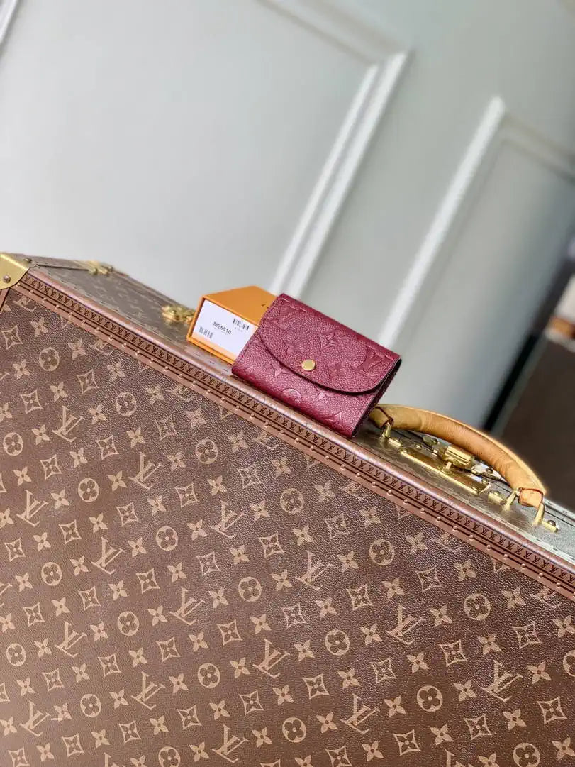 Louis Vuitton LV M25810 Rosalie Coin Purse Monogram Empreinte Leather Wine Red