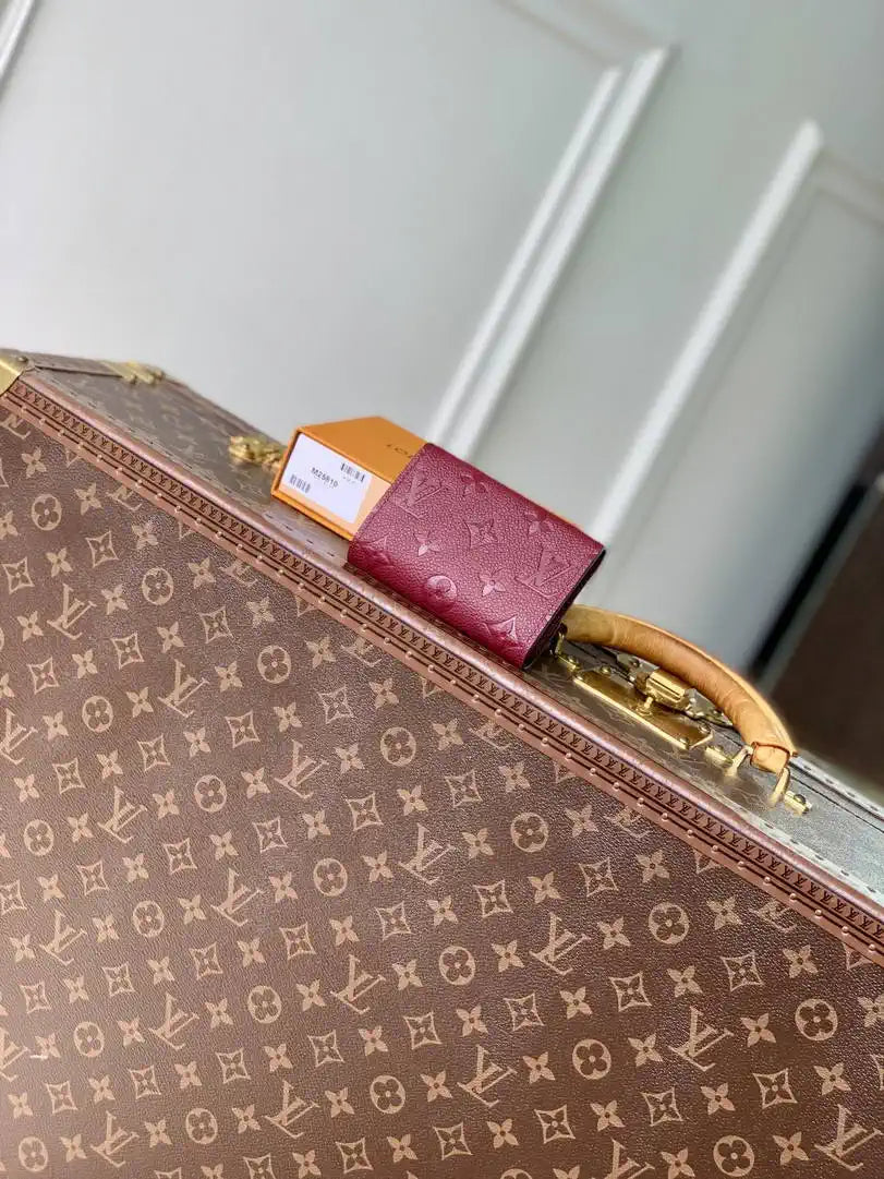 Louis Vuitton LV M25810 Rosalie Coin Purse Monogram Empreinte Leather Wine Red