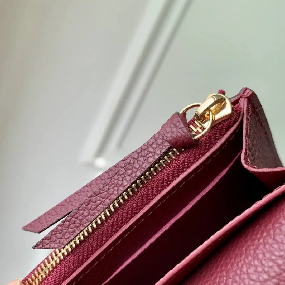 Louis Vuitton LV M25810 Rosalie Coin Purse Monogram Empreinte Leather Wine Red