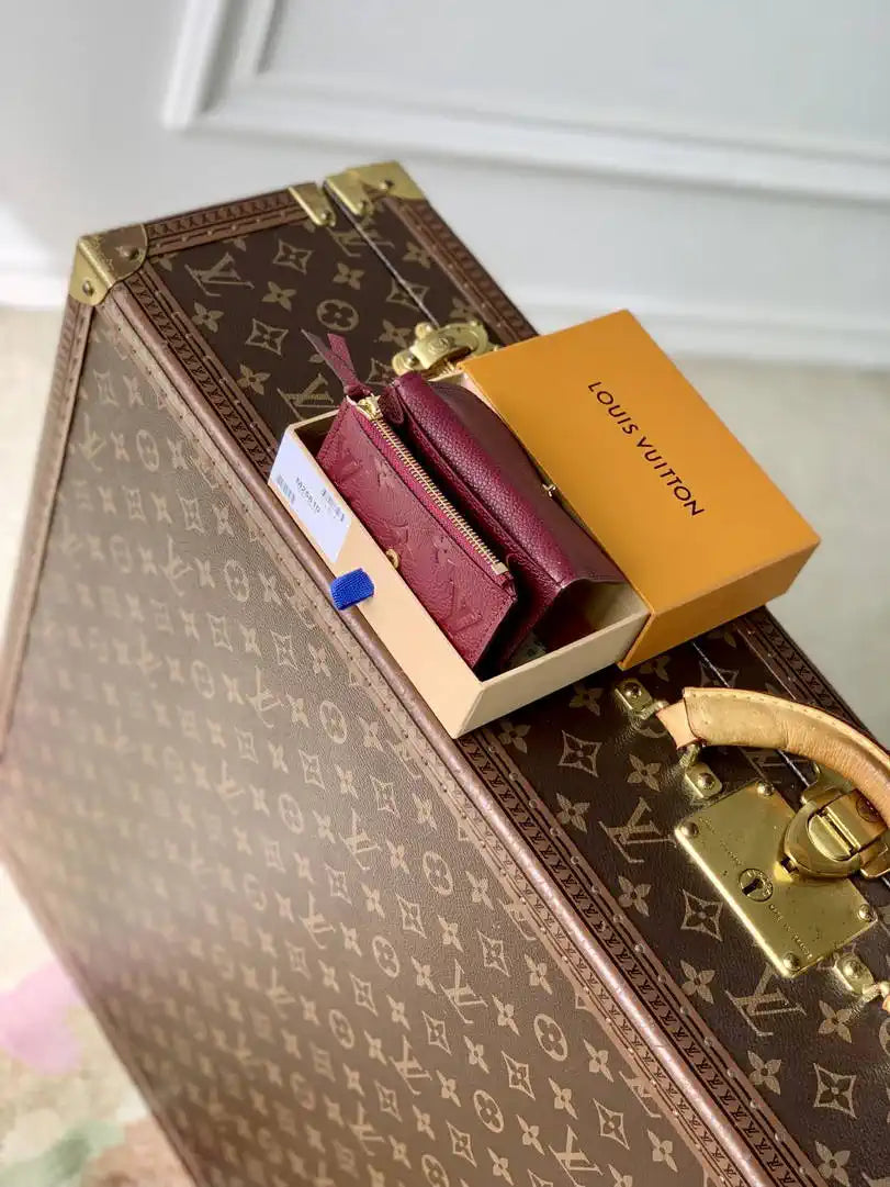 Louis Vuitton LV M25810 Rosalie Coin Purse Monogram Empreinte Leather Wine Red