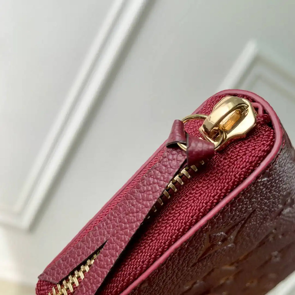 Louis Vuitton LV M25815 Cl¨¦mence Wallet Monogram Empreinte Leather Wine Red