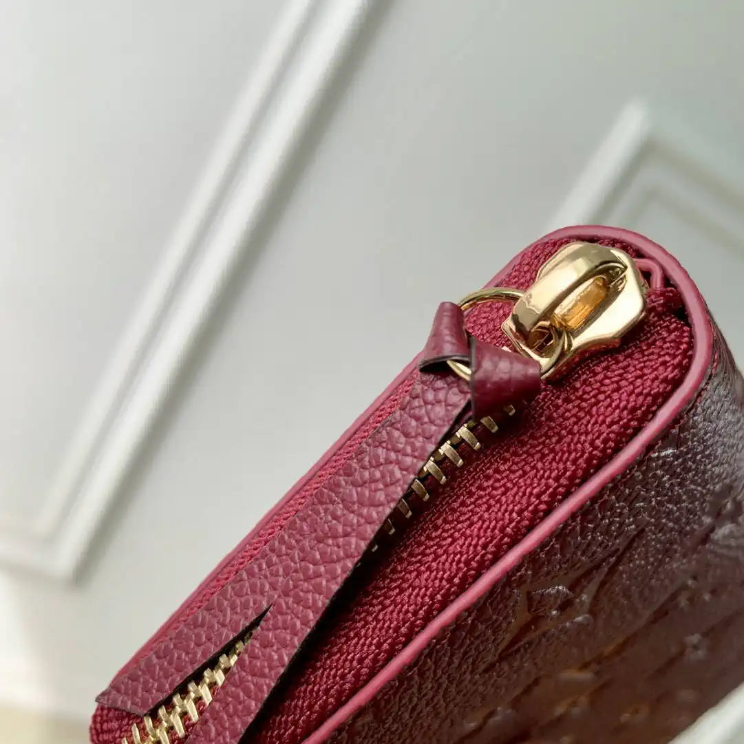 Louis Vuitton LV M25815 Cl¨¦mence Wallet Monogram Empreinte Leather Wine Red