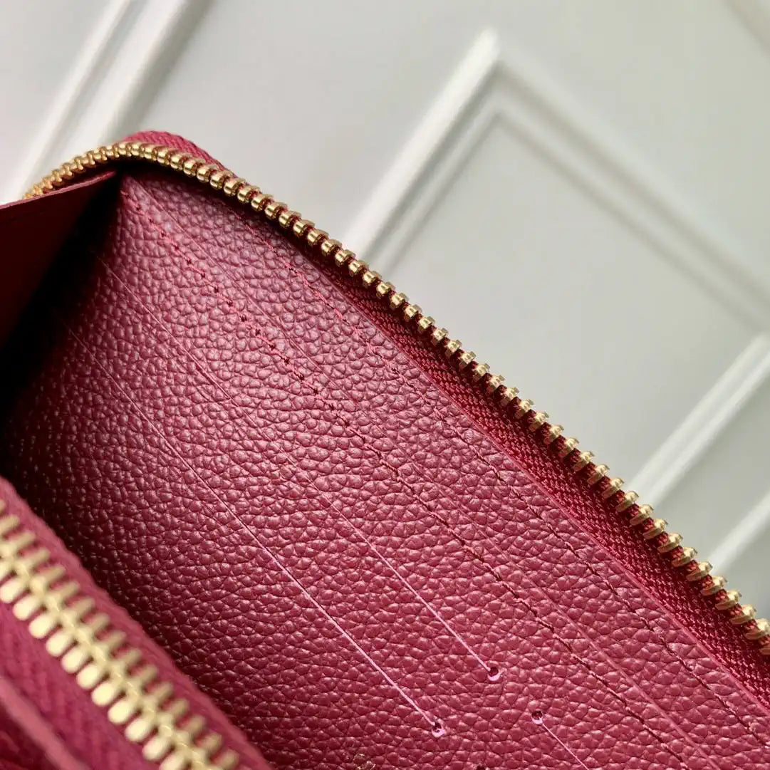 Louis Vuitton LV M25815 Cl¨¦mence Wallet Monogram Empreinte Leather Wine Red