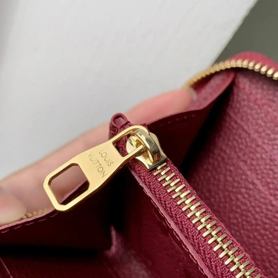 Louis Vuitton LV M25815 Cl¨¦mence Wallet Monogram Empreinte Leather Wine Red