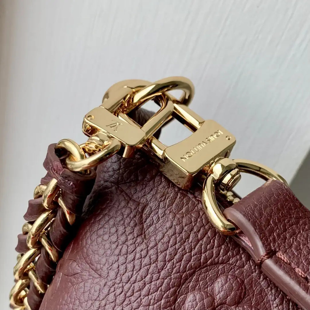 Louis Vuitton LV M25827 Boulogne PM Bag Monogram Empreinte Leather Wine Red