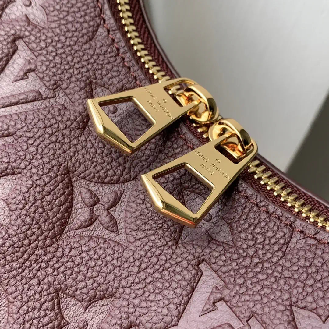 Louis Vuitton LV M25827 Boulogne PM Bag Monogram Empreinte Leather Wine Red