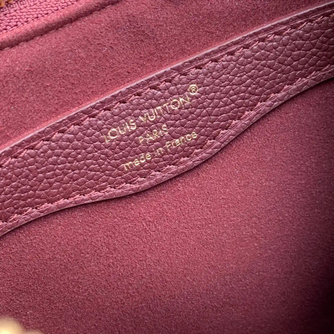 Louis Vuitton LV M25827 Boulogne PM Bag Monogram Empreinte Leather Wine Red
