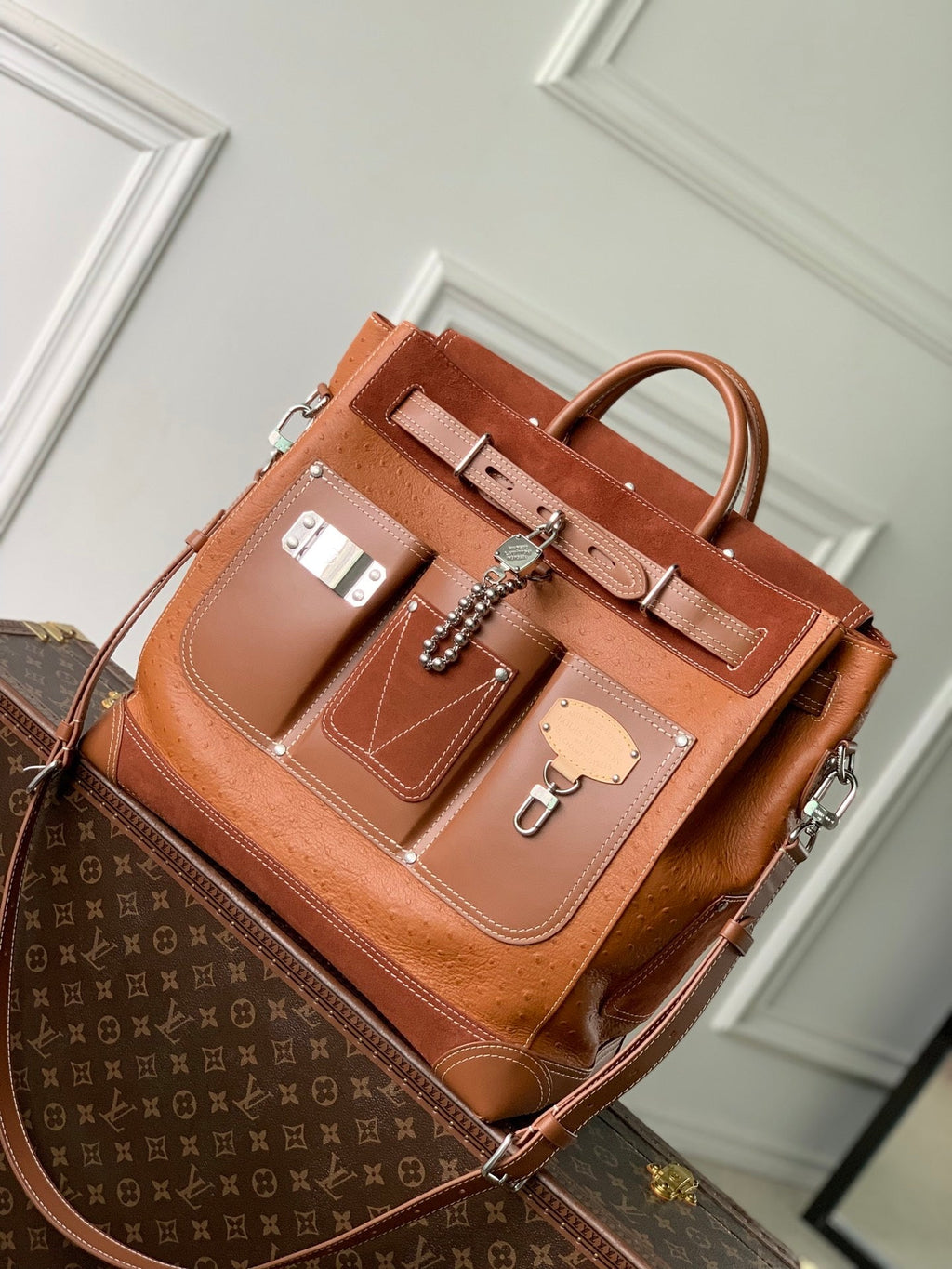 Louis Vuitton LV M26019 Steamer 40 Bag Ostrich pattern
