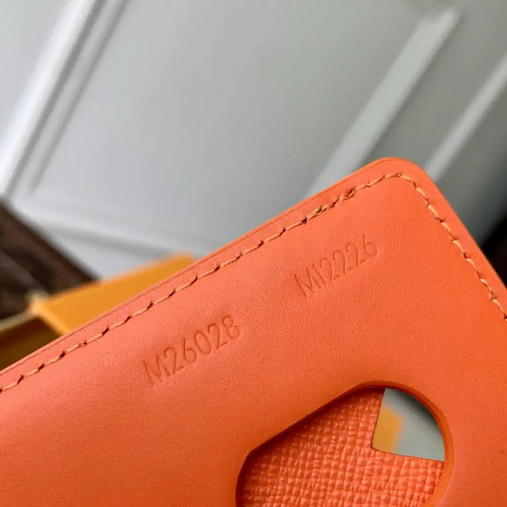Louis Vuitton LV M26028 Magnetic Card Holder Black Monogram Orange