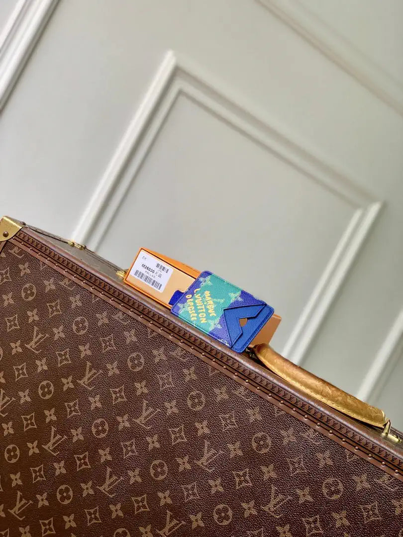 Louis Vuitton LV M26030 Magnetic Card Holder Monogram Heritage Green &Blue