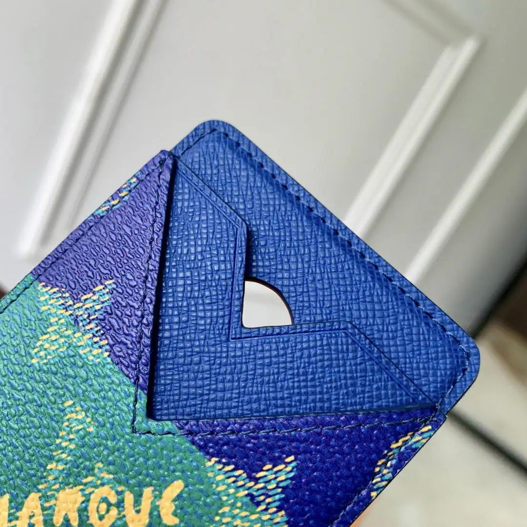 Louis Vuitton LV M26030 Magnetic Card Holder Monogram Heritage Green &Blue