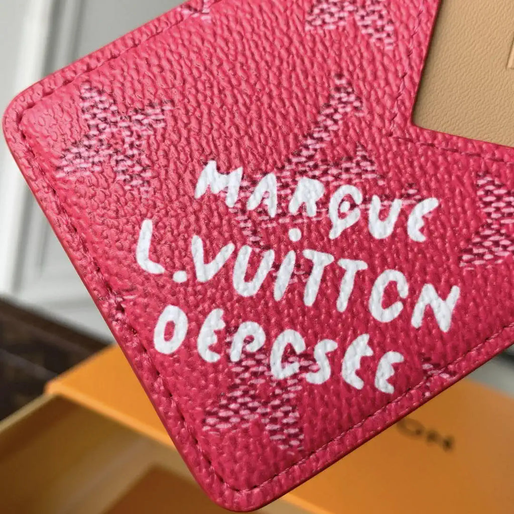 Louis Vuitton LV M26944 Magnetic Card Holder Monogram Heritage Rose Red