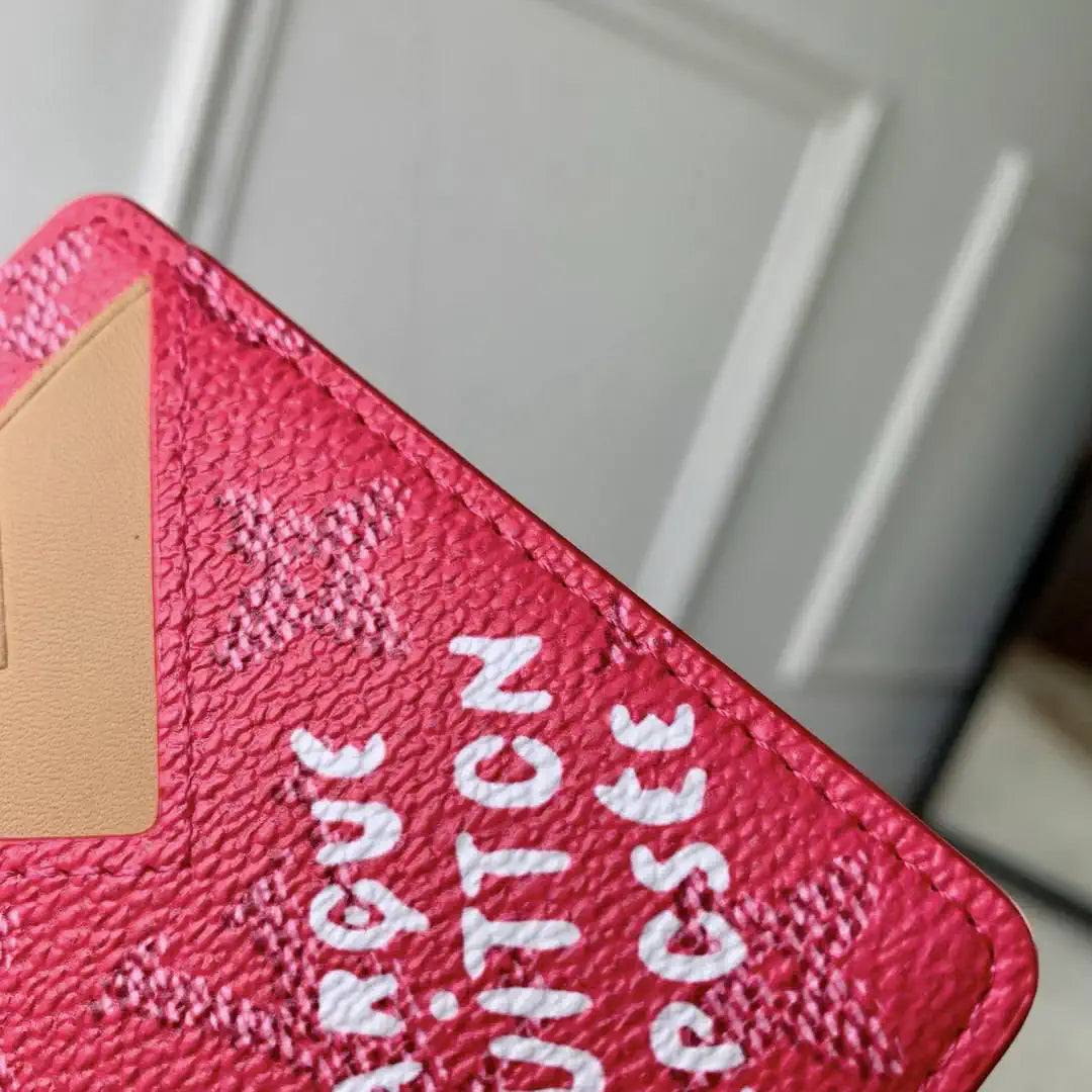 Louis Vuitton LV M26944 Magnetic Card Holder Monogram Heritage Rose Red