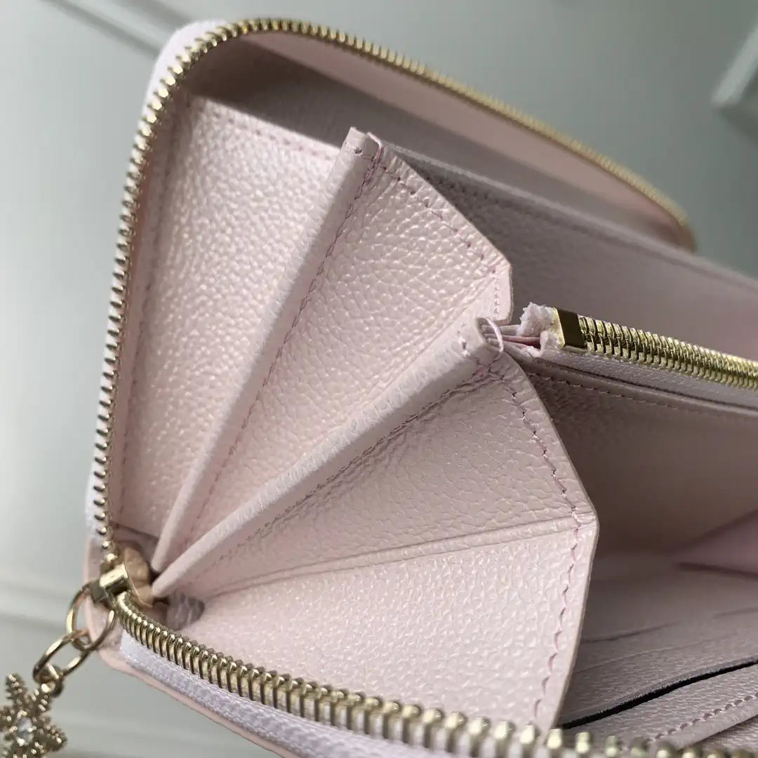 Louis Vuitton LV M27122 Victorine Long Wallet Pearl powder Monogram Empreinte