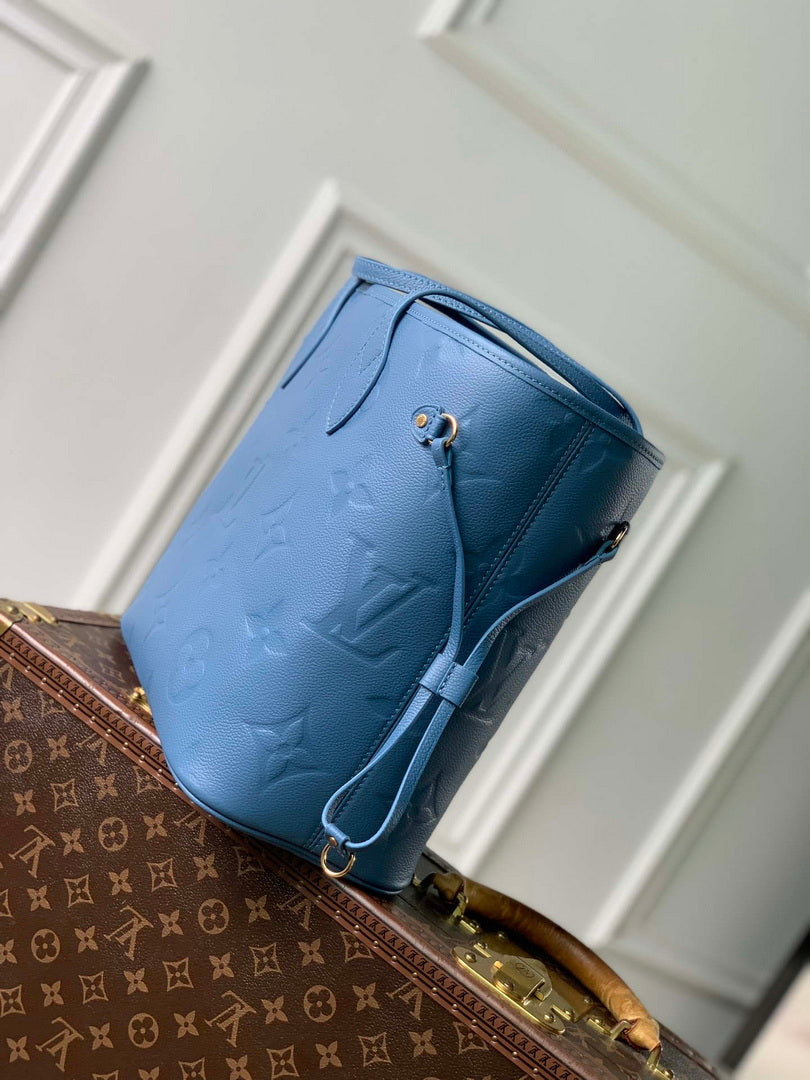 Louis Vuitton LV M27358 Neverfull MM Bag  Blue Jean