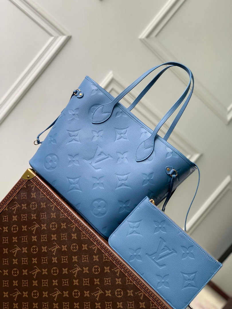Louis Vuitton LV M27358 Neverfull MM Bag  Blue Jean