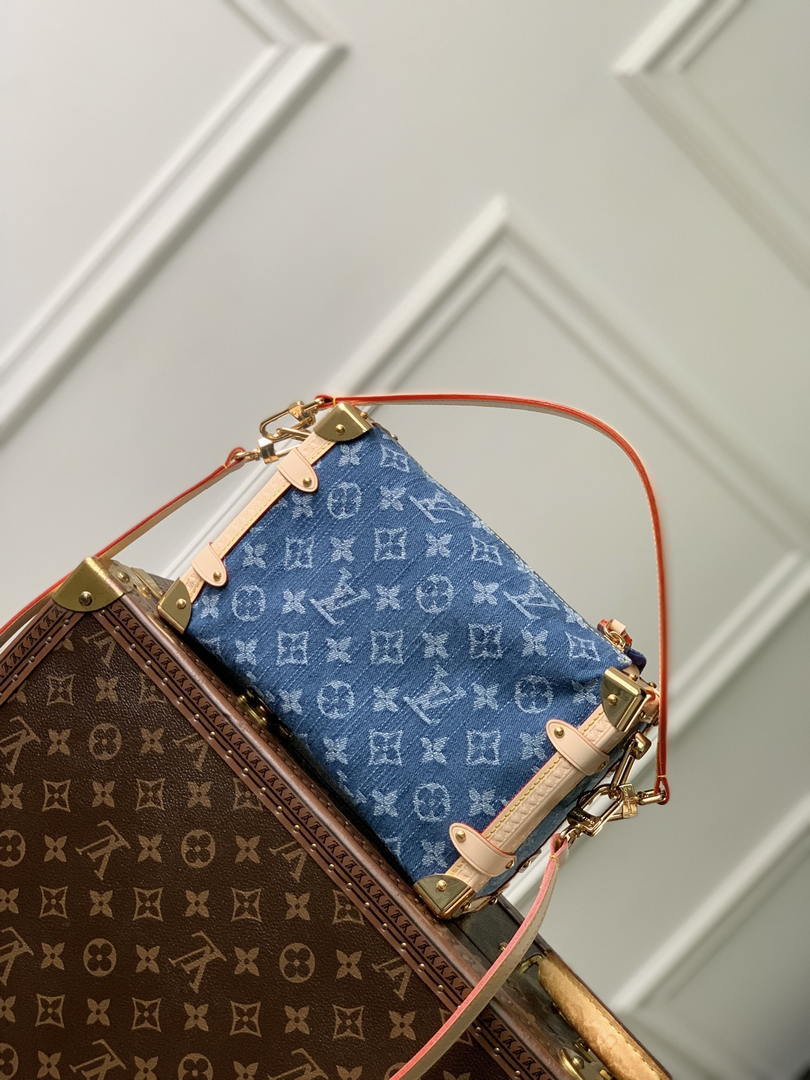 Louis Vuitton LV M27450 Side Trunk MM Bag Denim Blue