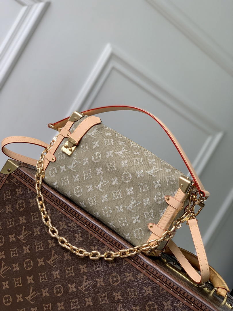 Louis Vuitton LV M27451 Side Trunk MM  East West Bag Khaki Denim
