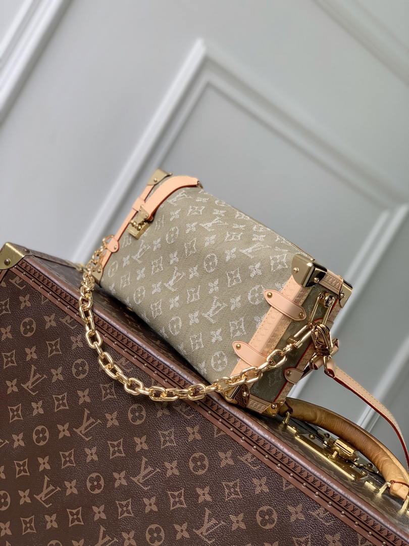 Louis Vuitton LV M27451 Side Trunk MM  East West Bag Khaki Denim
