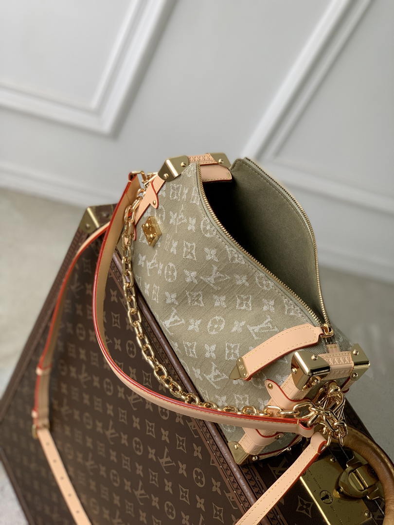 Louis Vuitton LV M27451 Side Trunk MM  East West Bag Khaki Denim