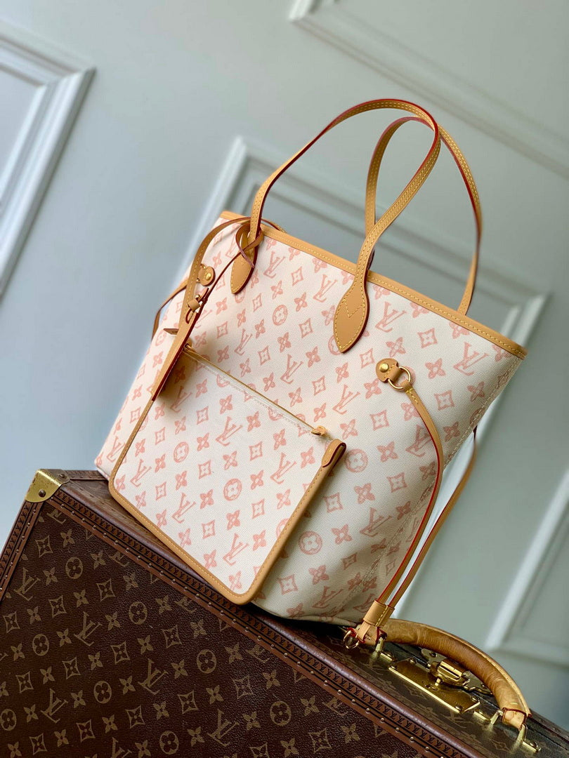 Louis Vuitton LV M27521 Neverfull MM Bag Monogram Origine Lin