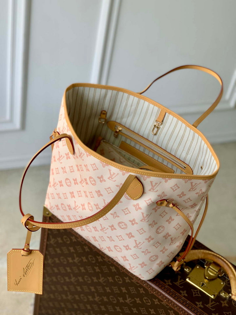 Louis Vuitton LV M27521 Neverfull MM Bag Monogram Origine Lin