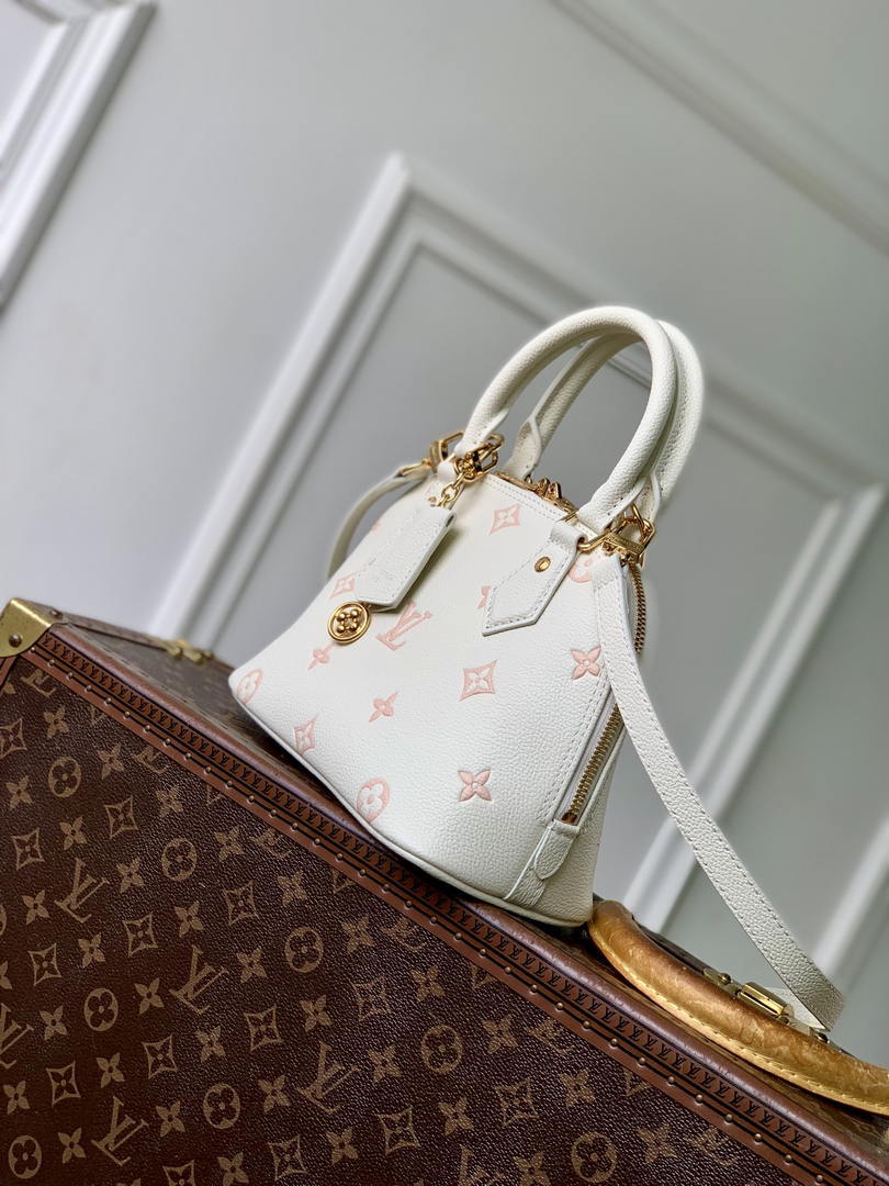 Louis Vuitton LV M27574 Alma BB Bag Monogram Empreinte White &Pink