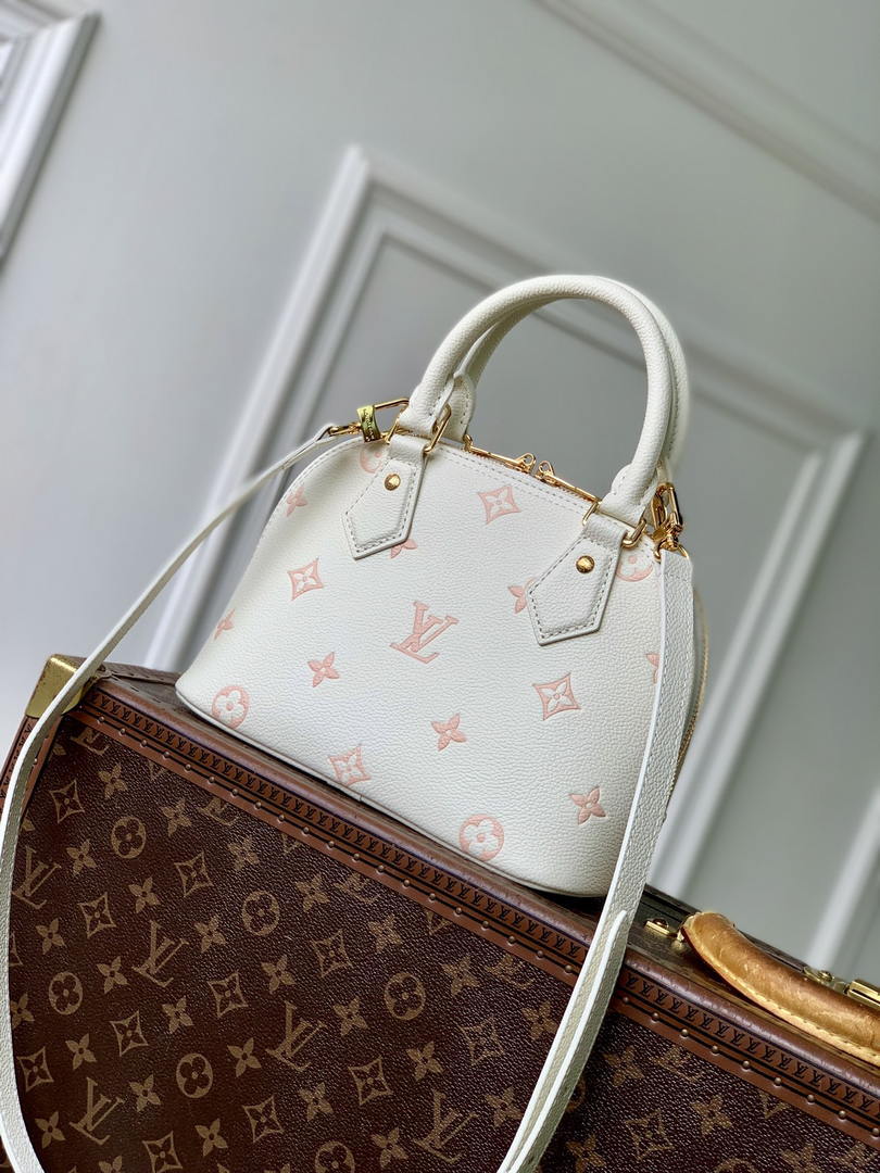 Louis Vuitton LV M27574 Alma BB Bag Monogram Empreinte White &Pink