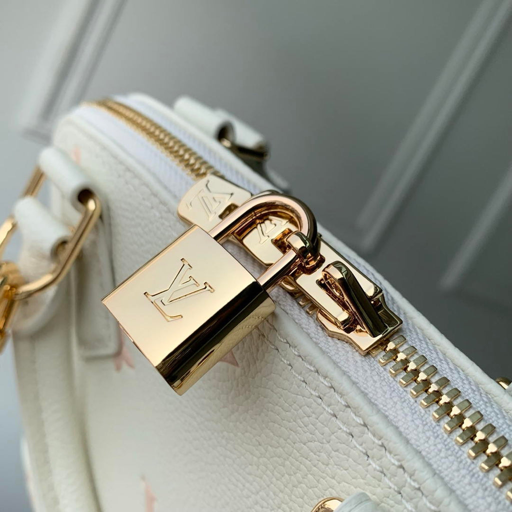 Louis Vuitton LV M27574 Alma BB Bag Monogram Empreinte White &Pink